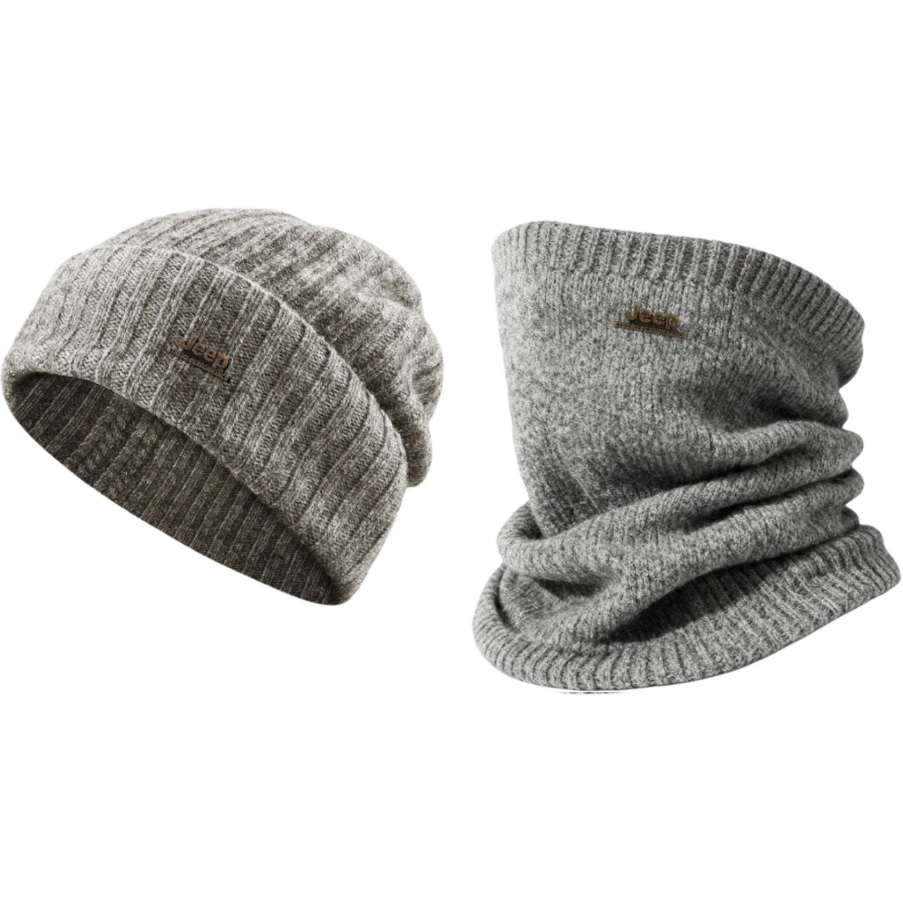 

Вязаные перчатки Unisex Jeep, темно-серый хаки 2-piece set[хаки cashmere hat+темно-серый scarf]