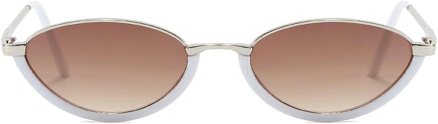 

Willochra Винтажные овальные солнцезащитные очки для женщин, модные ретро-очки «кошачий глаз», стильные солнцезащитные очки в маленькой оправе с защитой от УФ-излучения UV400, C3