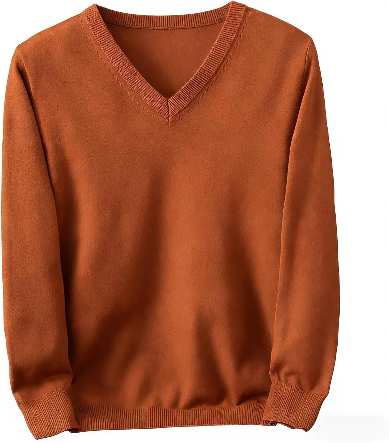 

Мужской вязаный пуловер с V-образным вырезом, легкий, приталенный, с длинными рукавами