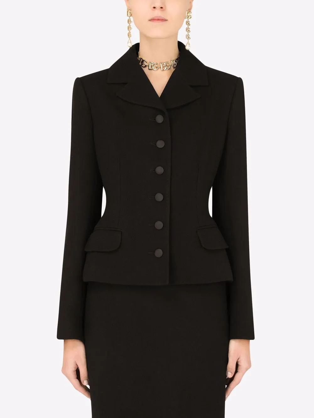 Однобортная куртка из вирджинской шерсти DOLCE & GABBANA, черный — фото 3