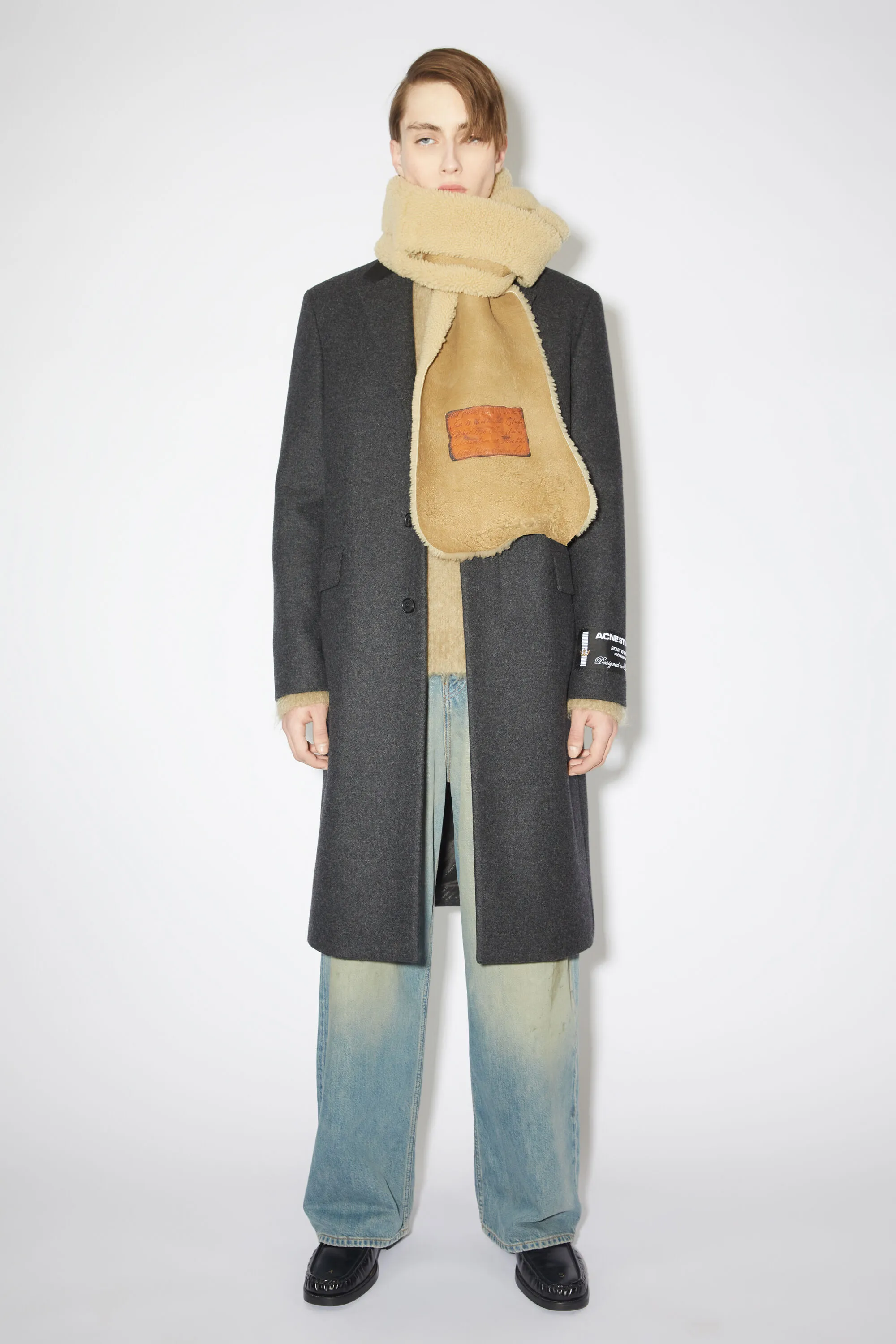 

Однобортное шерстяное пальто из смесовой шерсти Acne Studios, цвет Dark Grey Melange