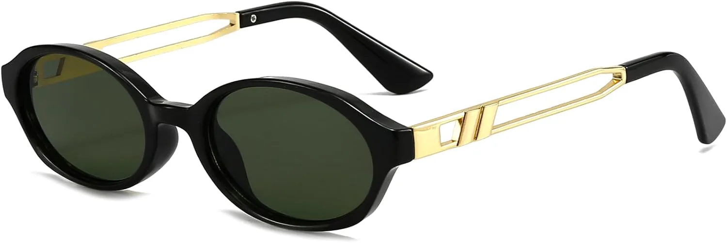 

Ретро овальные солнцезащитные очки для женщин и мужчин, модные узкие круглые солнцезащитные очки в стиле Y2K, дизайнерские винтажные очки Breaksun, Black/G15