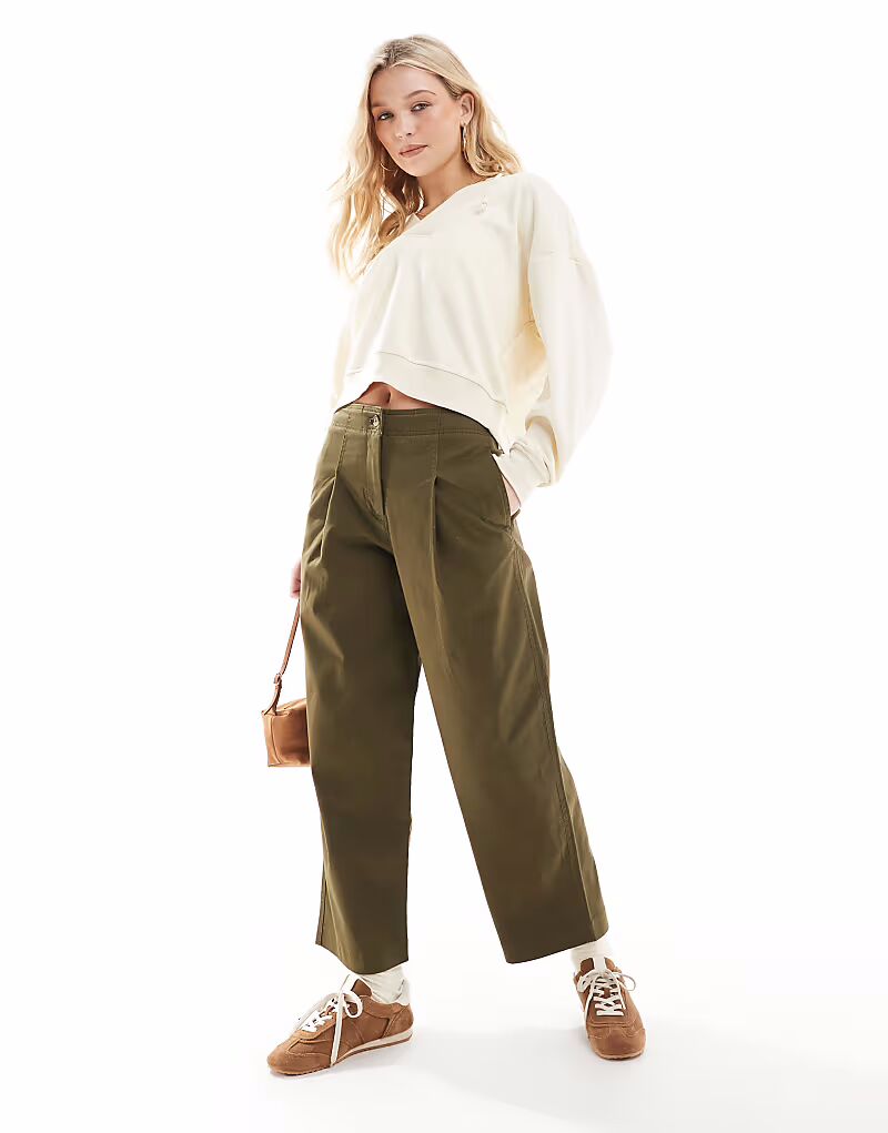 

Брюки-чиносы ASOS DESIGN цвета хаки с простым поясом