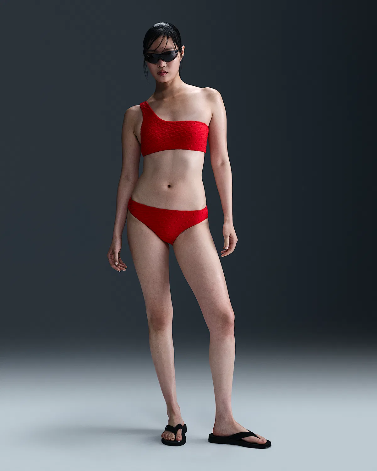 Женские бикини-трусы Terry Hipster Nike Swim Swoosh Link, University Red