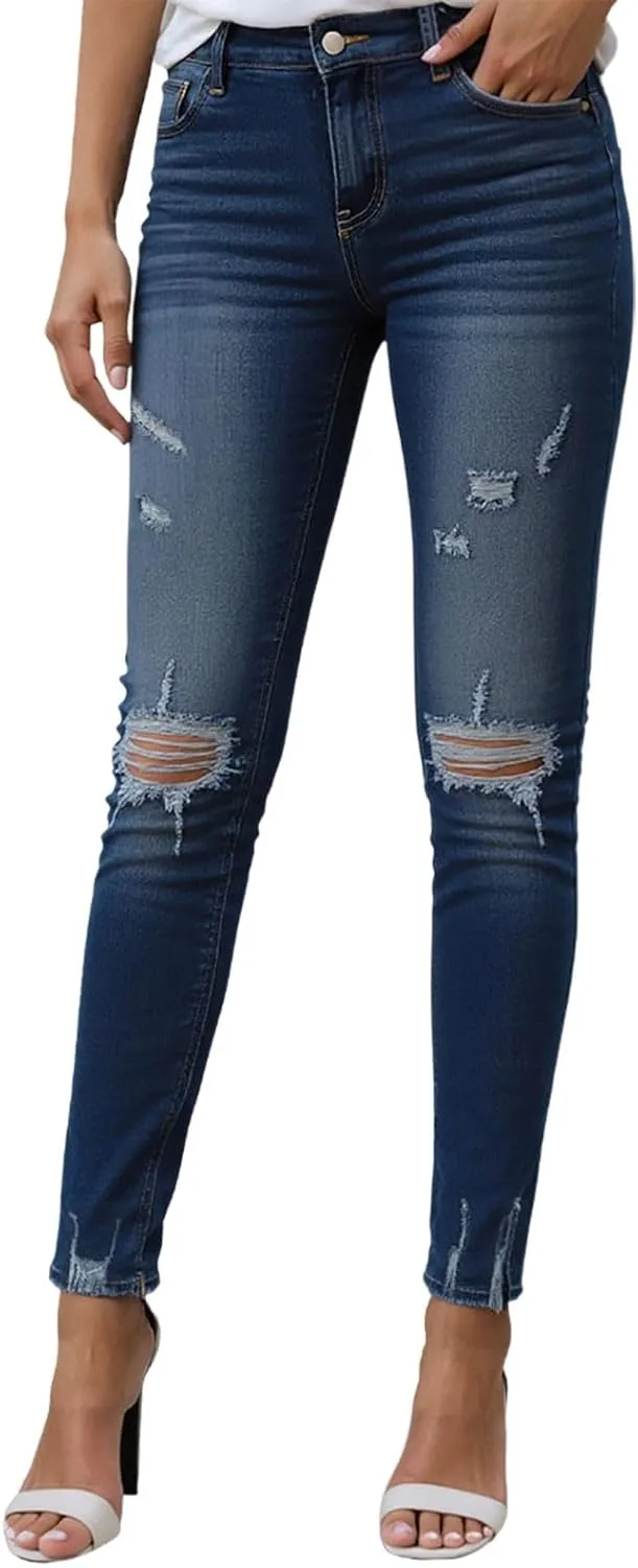 Джинсы женские High Waist Distressed Skinny