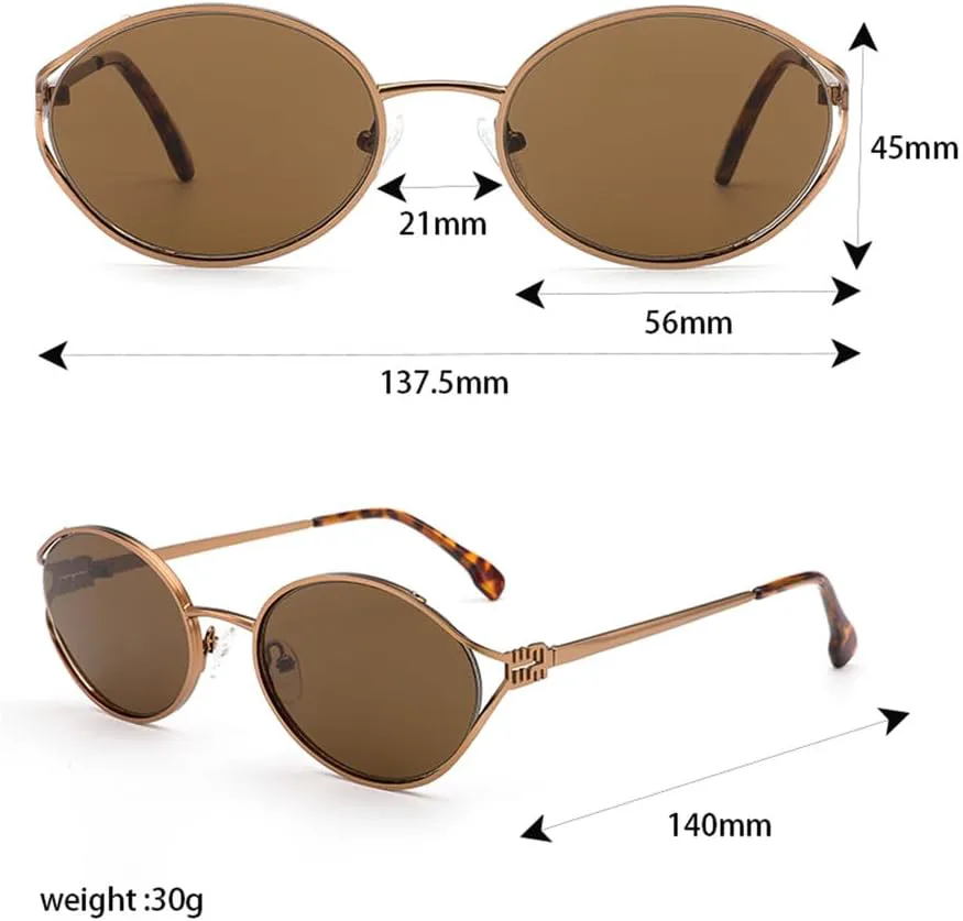 

Ретро-солнцезащитные очки в металлической оправе овальной формы для женщин и мужчин, для вождения, с маленькими солнцезащитными линзами UV400 generic, Rose Gold Opt
