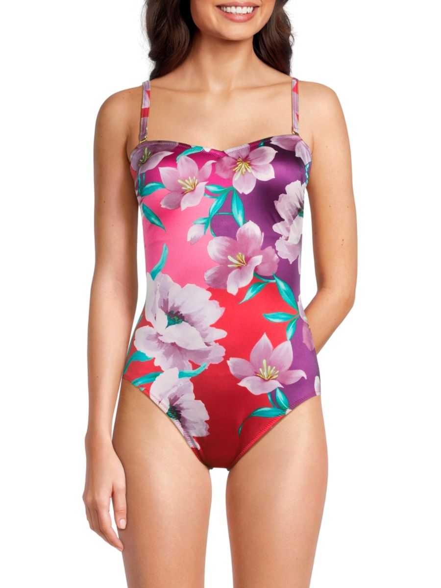 

Слитный купальник с цветочным принтом в форме сердца Gottex Swimwear, цвет Cherry Multi