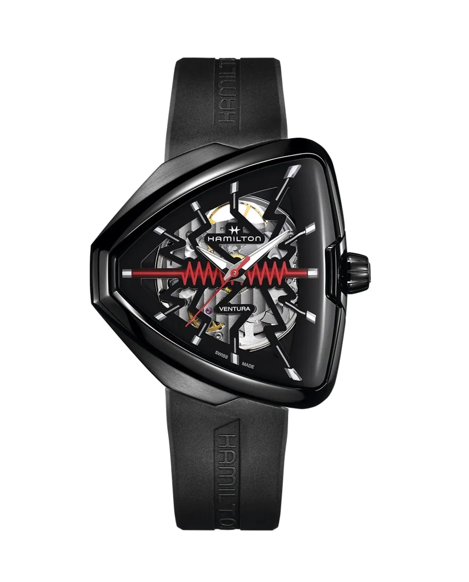 

Ventura Elvis 80 Skeleton H24535331 Автоматические мужские часы с резиновым ремешком Hamilton, черный