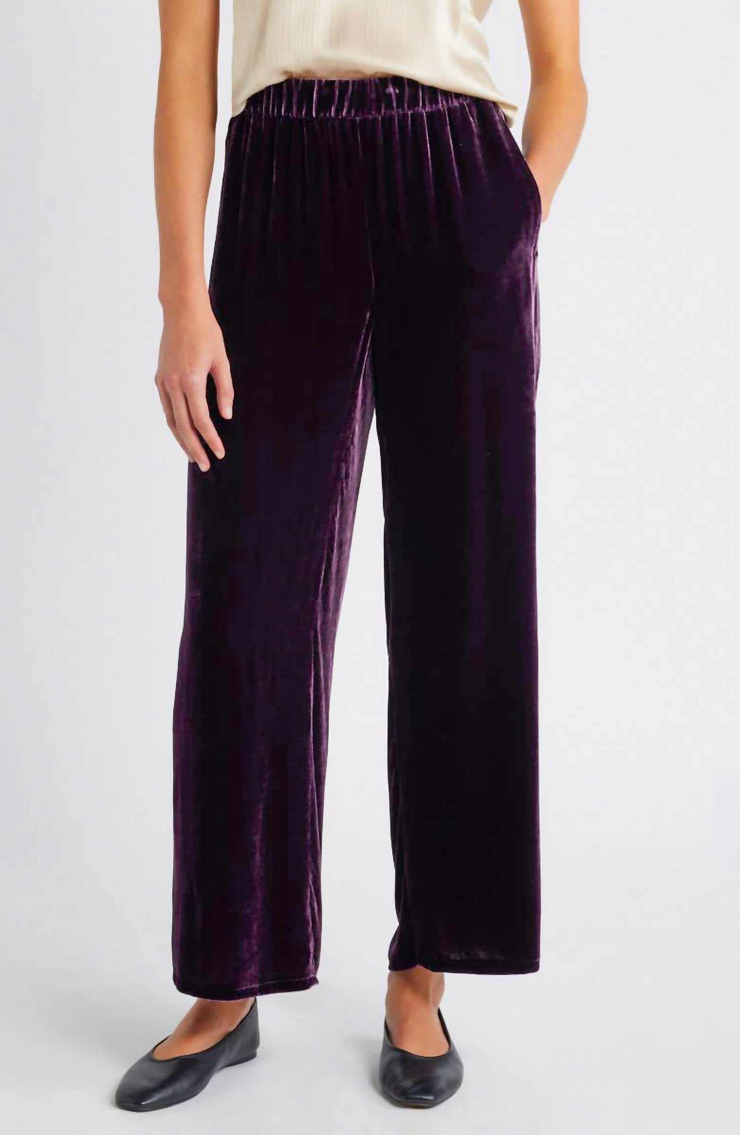 

Бархатные широкие брюки в щиколотку цвета Violette Eileen Fisher
