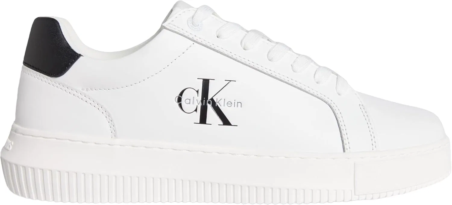 Calvin Klein Herren Кроссовки с чашечной подошвой Chunky Mono из Leder, White Bright White Black