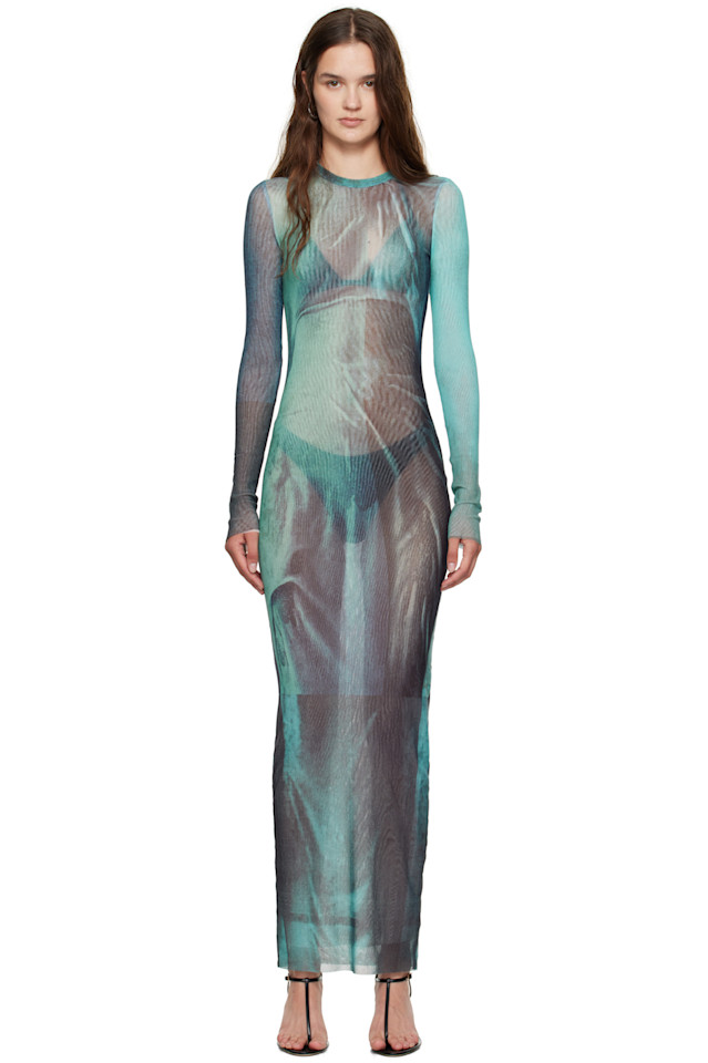 

Длинное платье макси The long water Jean Paul Gaultier, индиго