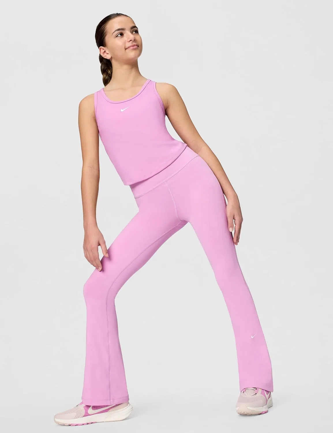 Леггинсы для девочек Nike Dri-FIT, Light Magenta/White — фото 2
