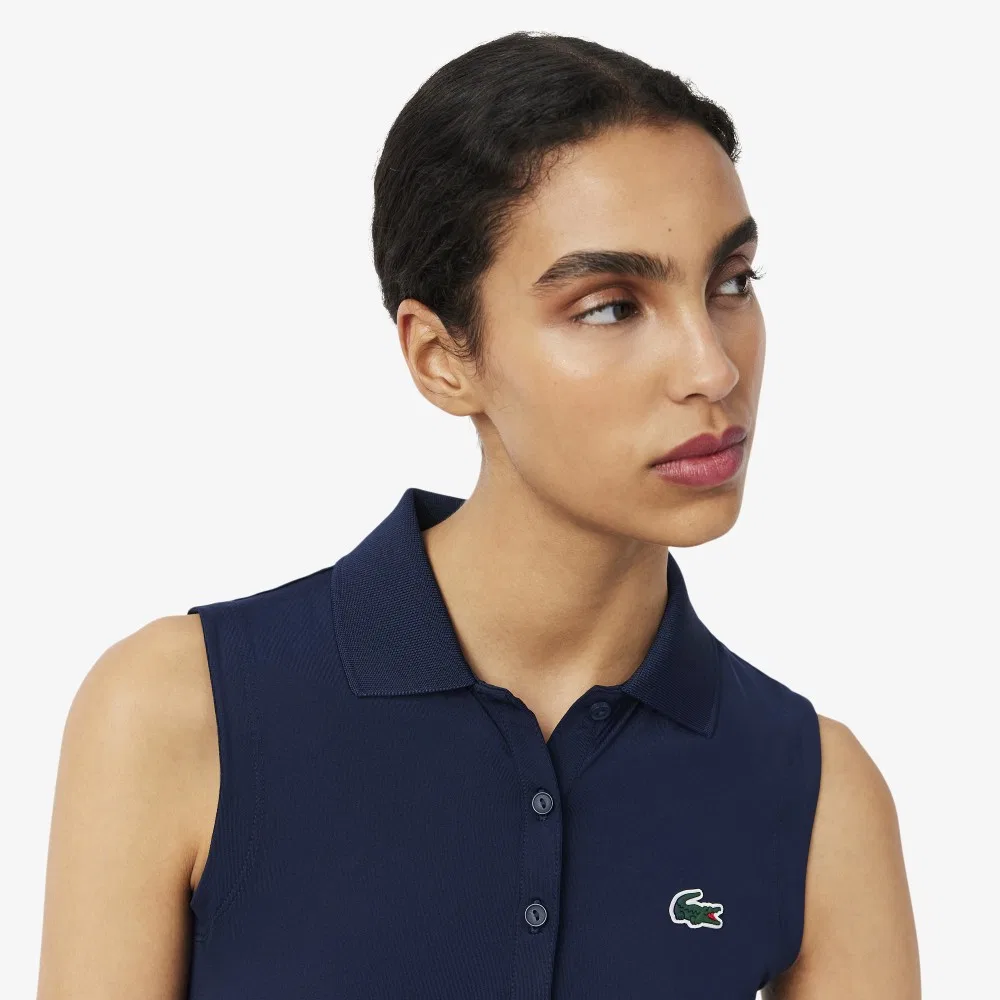 Футболка-поло Lacoste для гольфа без рукавов, тёмно-синяя — фото 2