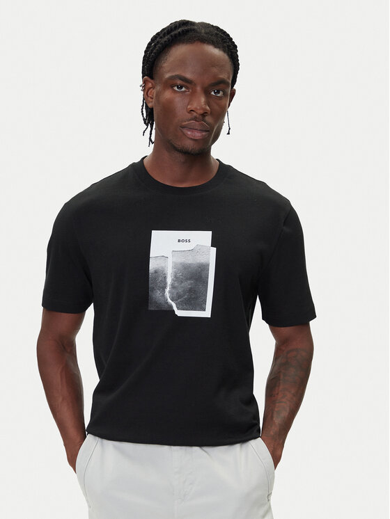 

Футболка regular fit Te_Brokenice 50554640 Boss, черный