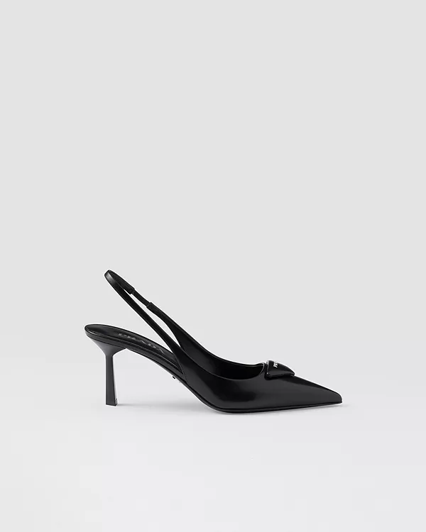 Женские туфли-лодочки из матовой кожи с открытой пяткой Prada, черный — фото 2