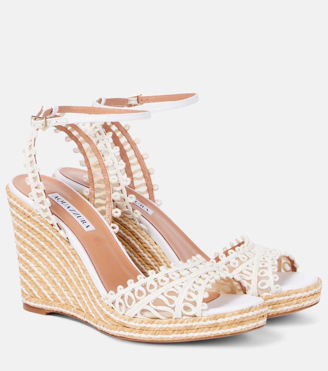 Эспадрильи Kahlo 105 из рафии на танкетке Aquazzura, белый