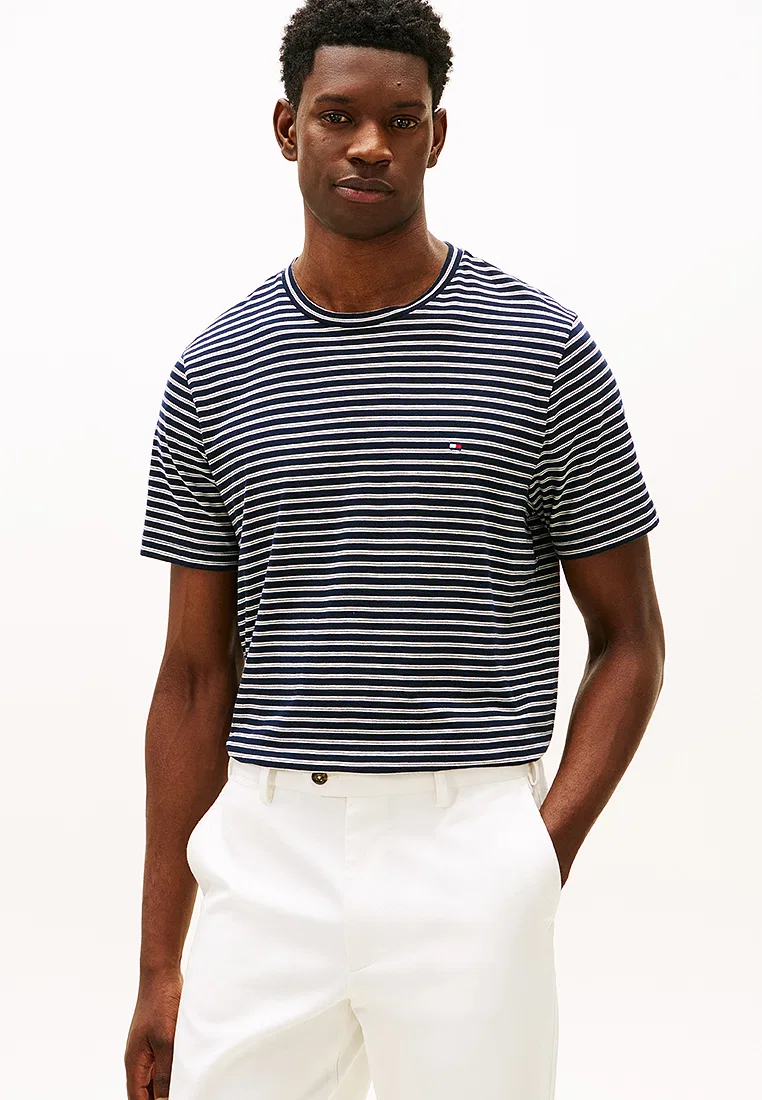 Футболка с полоской, regular fit, Essential Seasonal, TH Mainline Tommy Hilfiger, слоновая кость