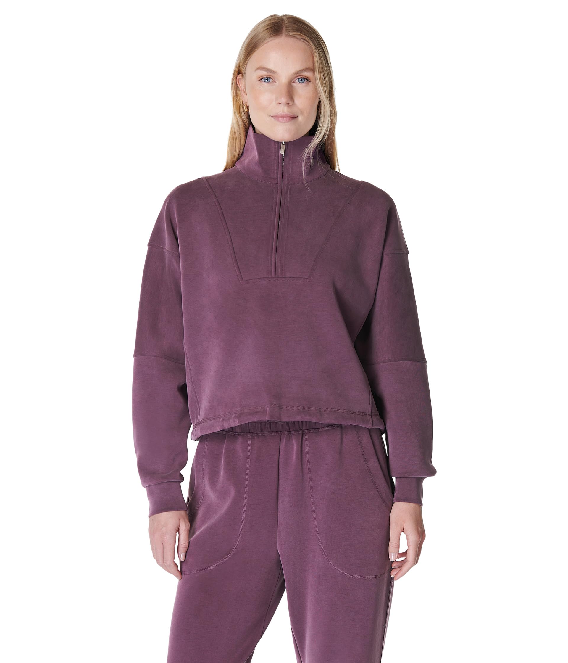 

Толстовка Sweaty Betty Sand Wash Funnel Neck Half Zip, Midnight Cherry Purple