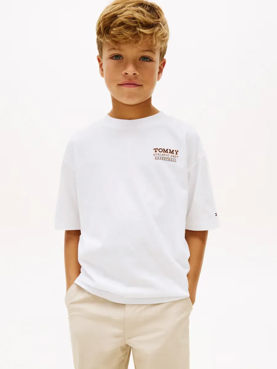 Детская футболка с рисунком на спине Tommy Hilfiger, белый