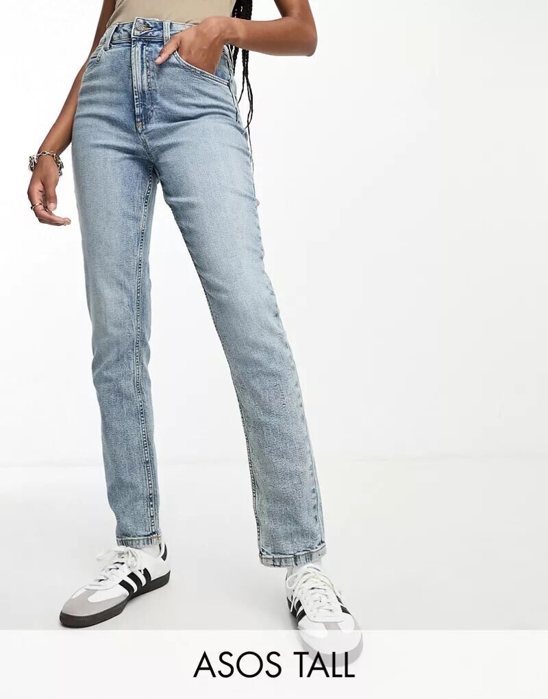 

Голубые узкие джинсы Mom ASOS DESIGN Tall