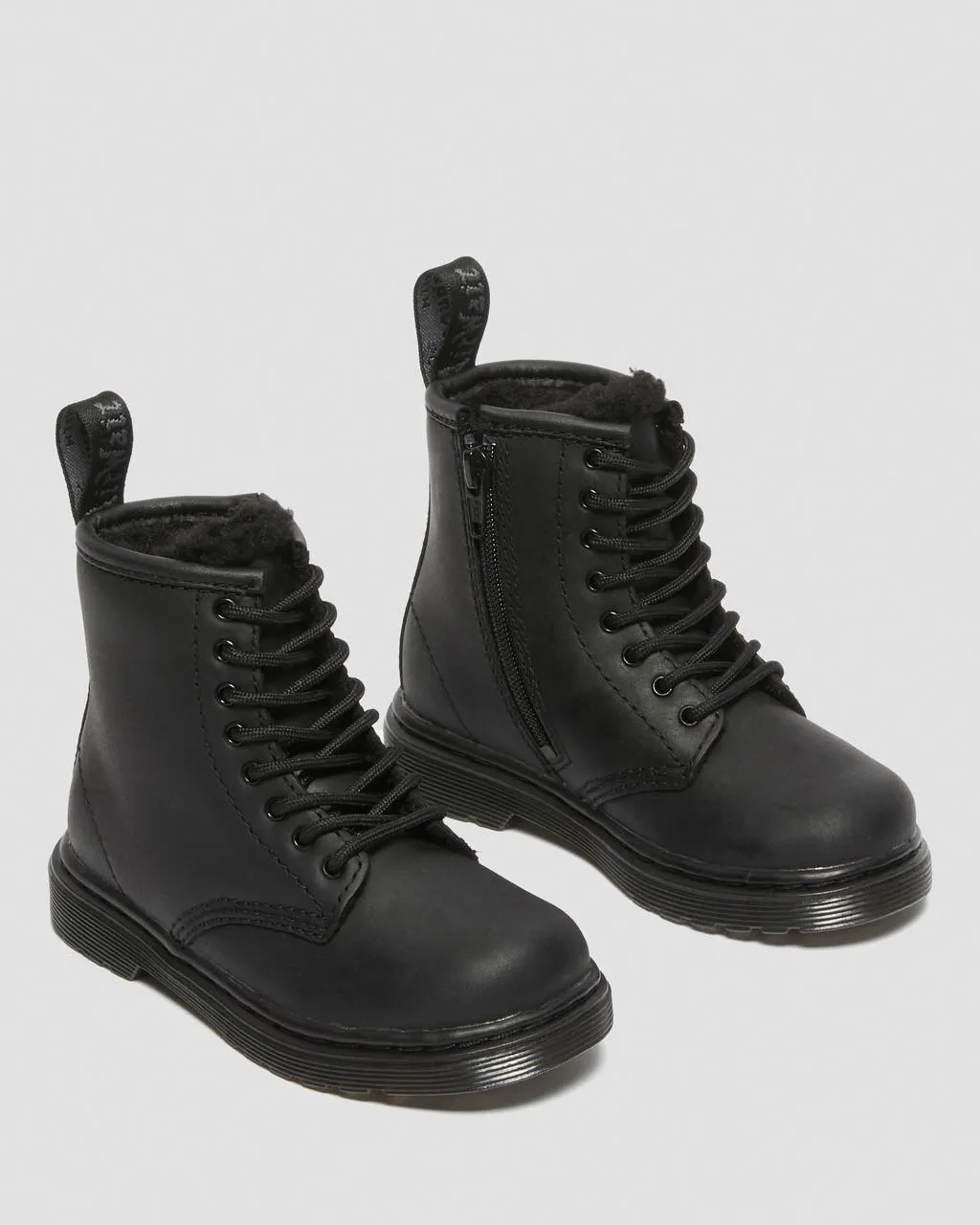 Сапоги Dr. Martens Toddler 1460 на подкладке из искусственного меха, водоотталкивающие, черные — фото 4