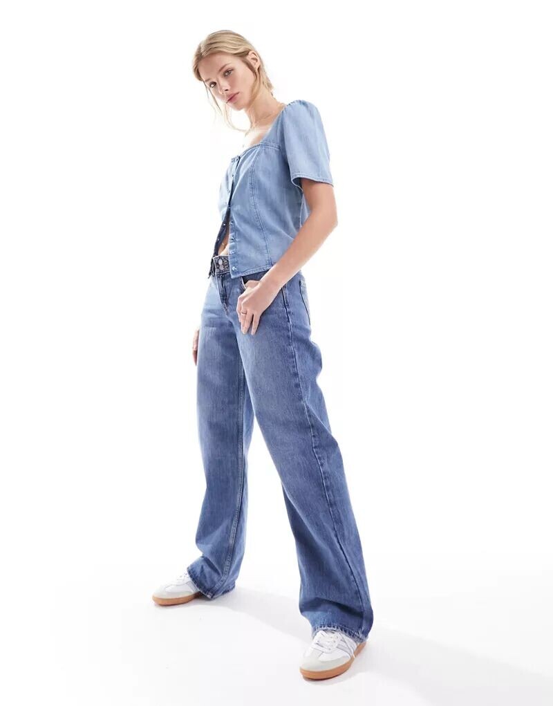 Голубые джинсы свободного кроя с низкой посадкой Levi's Superlow — фото 4