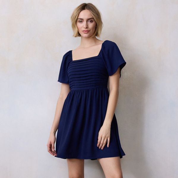 

Женское мини-платье с плиссированным лифом Lc Lauren Conrad, цвет seattle navy