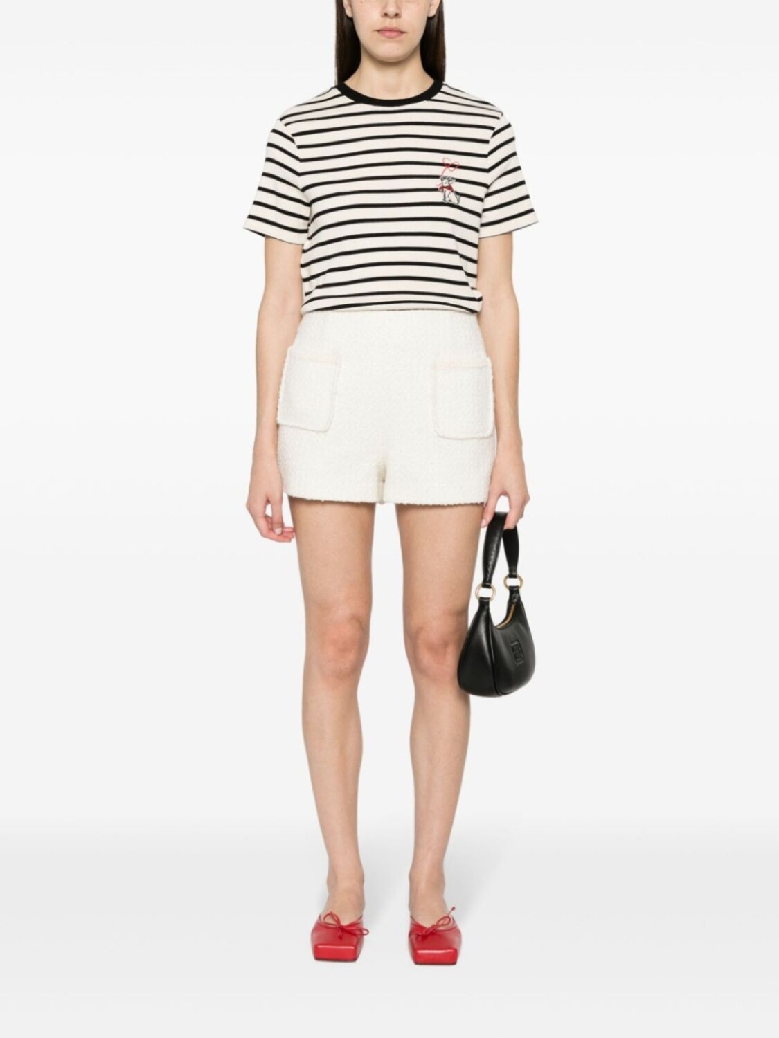 

Claudie Pierlot футболка в бретонскую полоску с нашивкой Jean Toto, нейтральный цвет