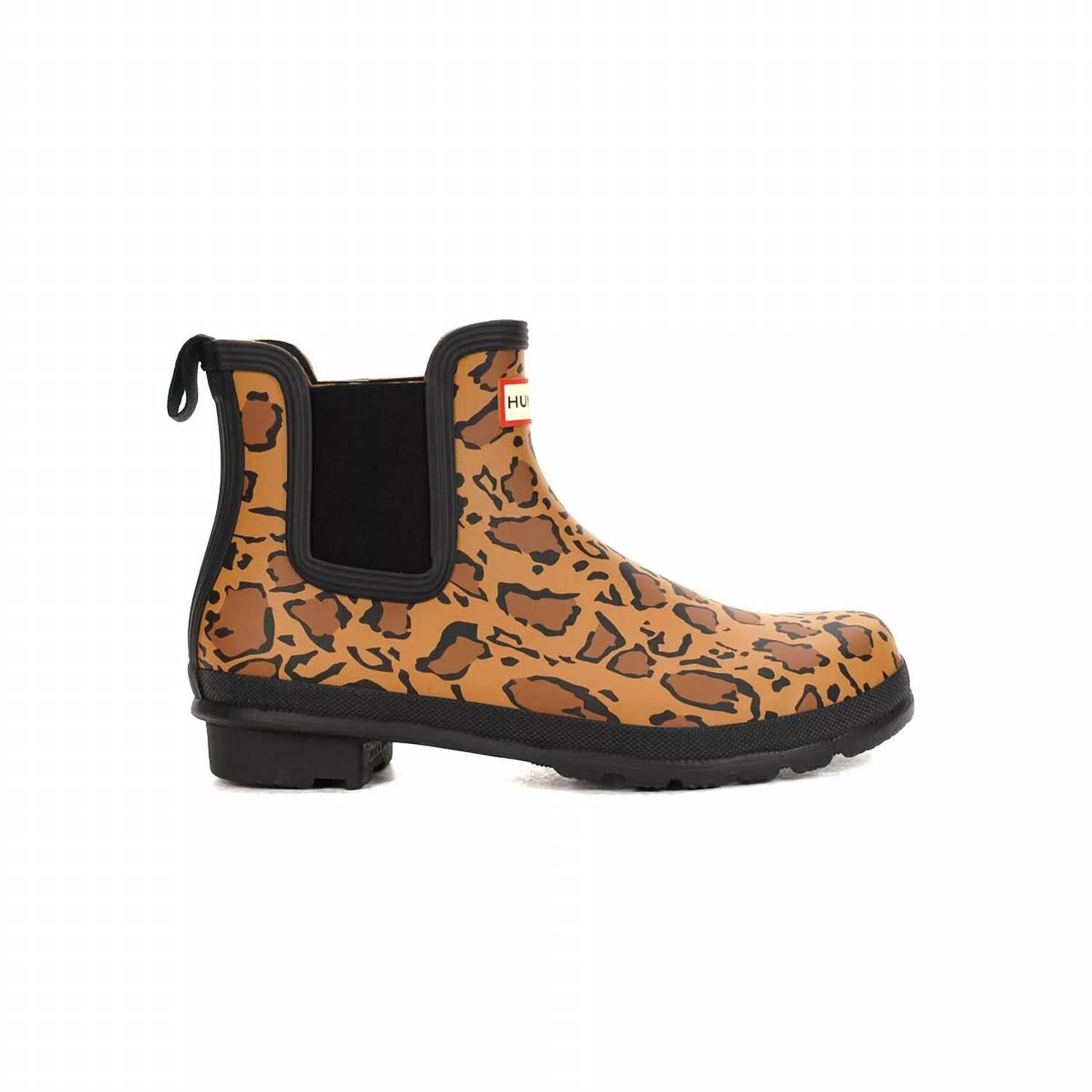 Женские дождевые сапоги Original Chelsea Leopard в цвете насыщенный загар/седло/черный Hunter — фото 2