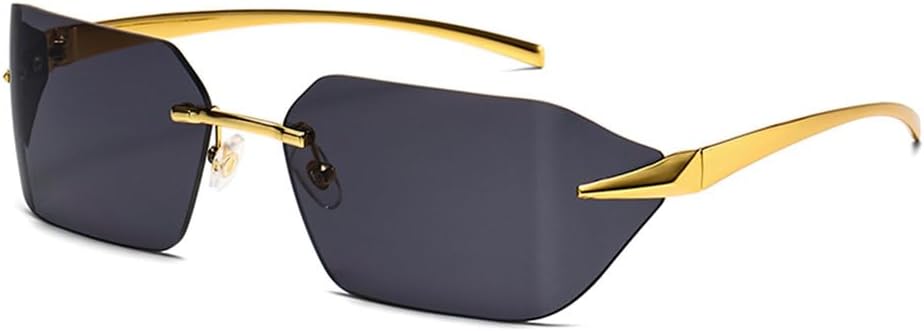 

Безрамочные солнцезащитные очки с изогнутыми линзами, обеспечивающие улучшенное восприятие света, роскошные мужские солнцезащитные очки, модные солнцезащитные очки с изогнутыми линзами HHZZYVY, Gold Black