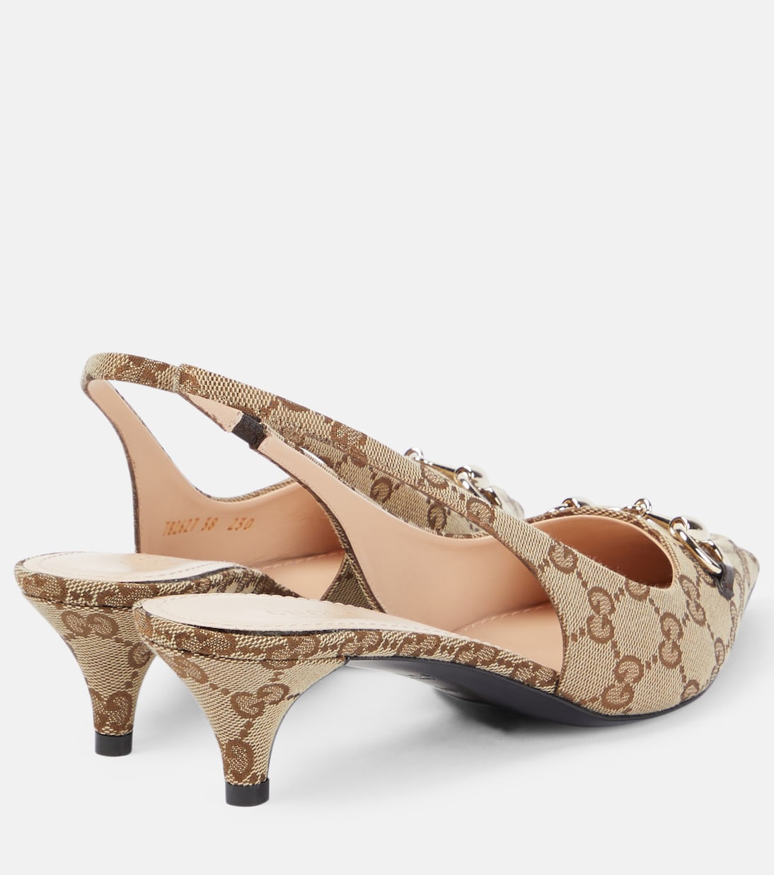 Лоферы GG с подковкой на каблуке Gucci, Beige Ebony/Cocoa — фото 2