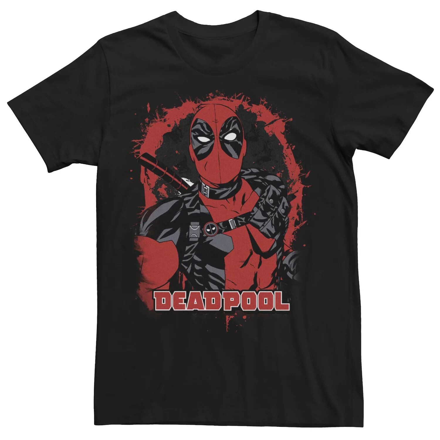 

Мужская футболка с изображением супергероя Marvel Deadpool Paint Splatter, Black Licensed Character, черный