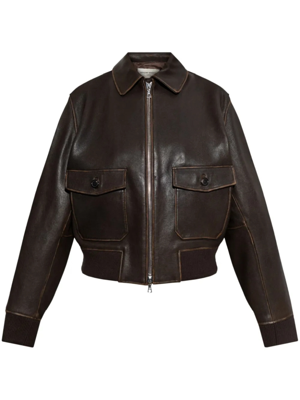 

Куртка Officine Generale из кожи ягненка, коричневый