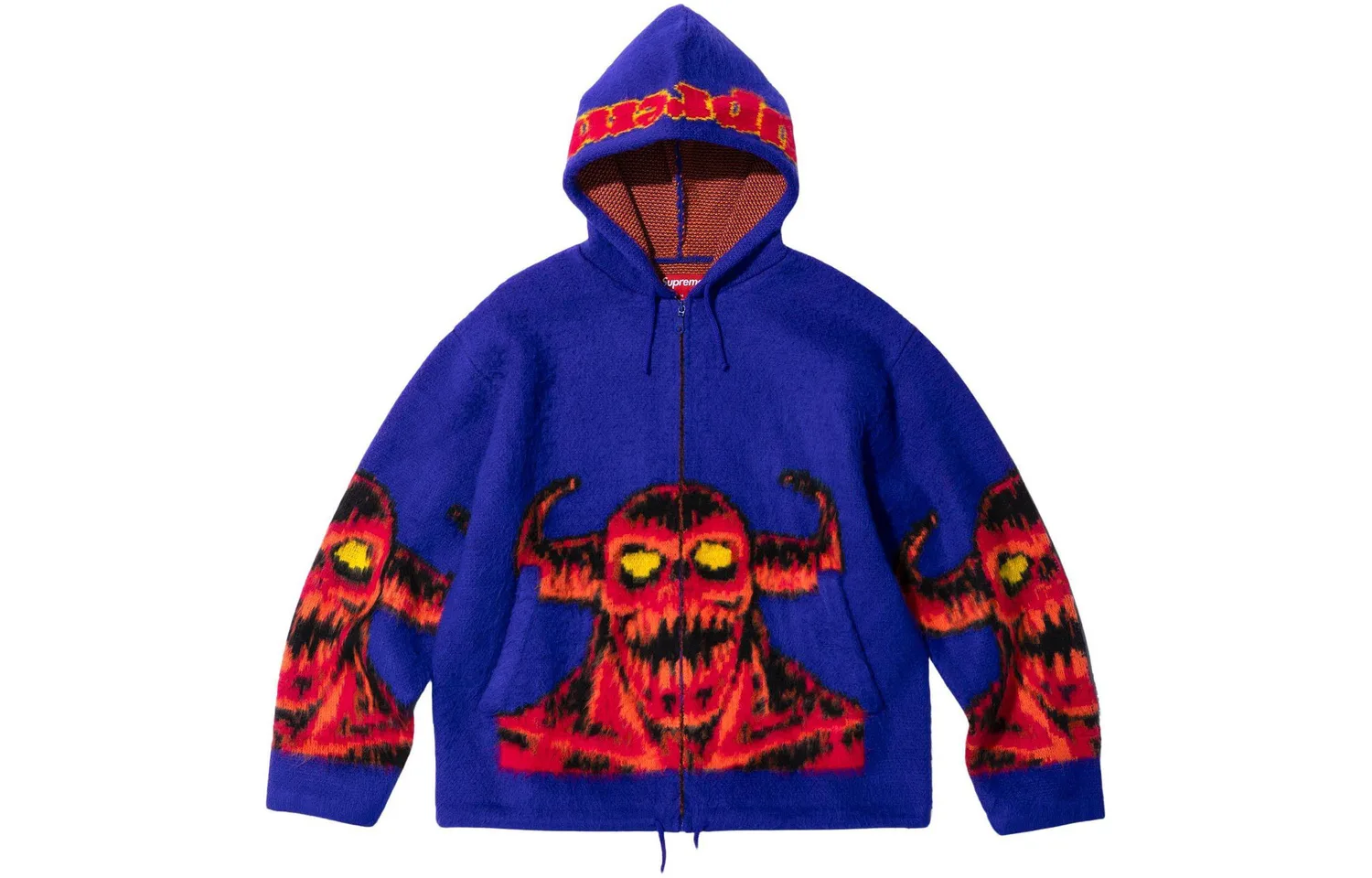 Толстовка с капюшоном Toy Machine на молнии Supreme, синий/синий