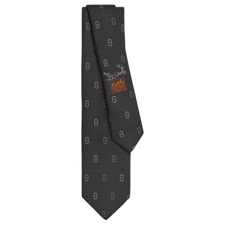 

Галстук мужской черный шелковый HERMES