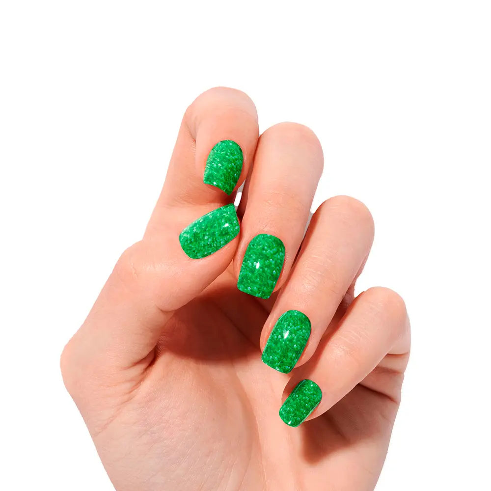 Накладные ногти Láminas De Uñas De Gel Jade Glitter Glam #Glitter Verde Nooves, 20 шт — фото 3