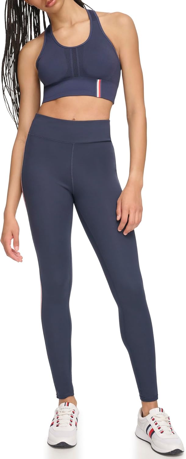 

Женские спортивные леггинсы Tommy Hilfiger с высокой талией и боковыми лентами, Navy Multi