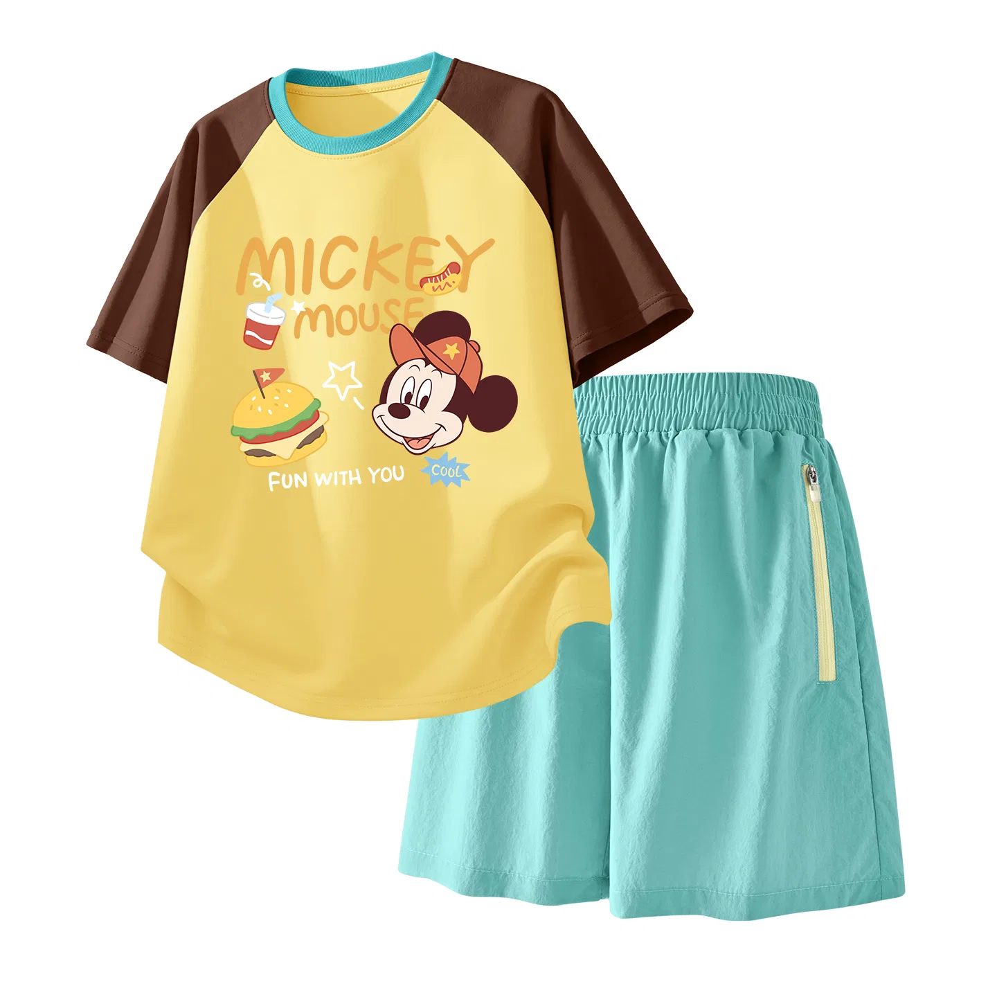 Детский спортивный костюм Casual Sportswear 2 Piece Set Disney, Di Soccer Ball Cream Mint+Solid Color Mint Green — фото 4