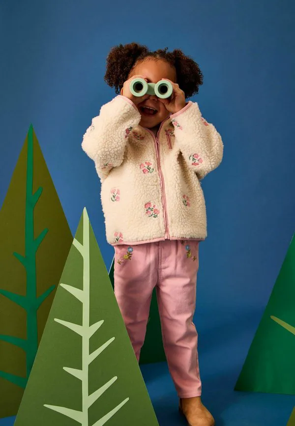 Брюки прямого кроя с цветочной вышивкой Jojo Maman Bébé, Mid Pink — фото 3