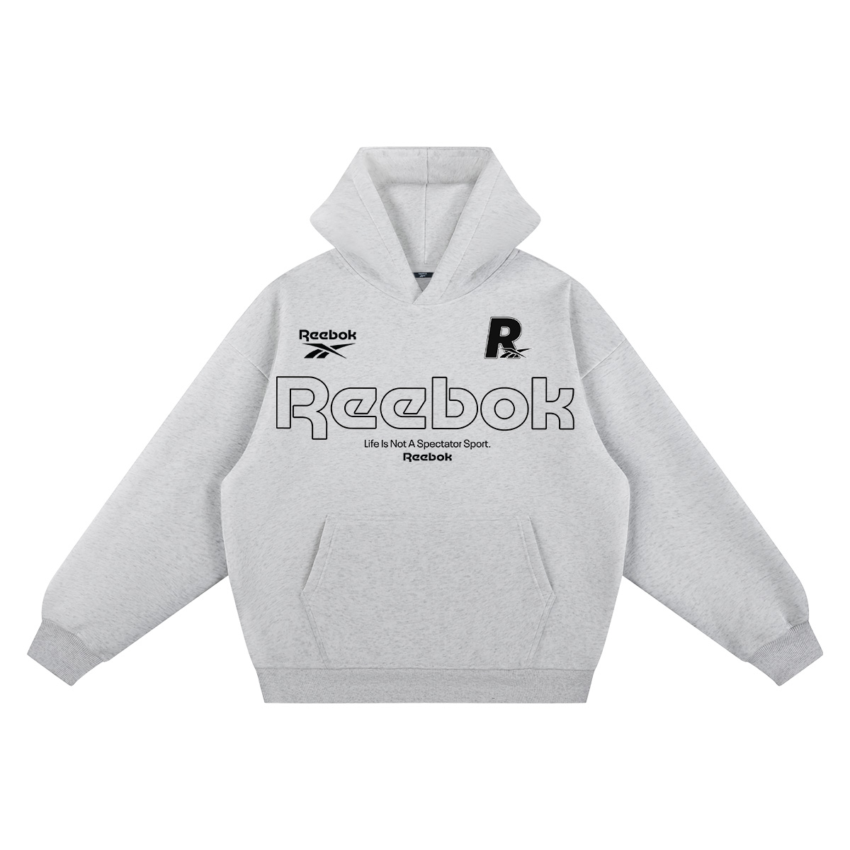 

Толстовка Unisex Hooded Moderate Heavyweight Reebok, белый heather серый