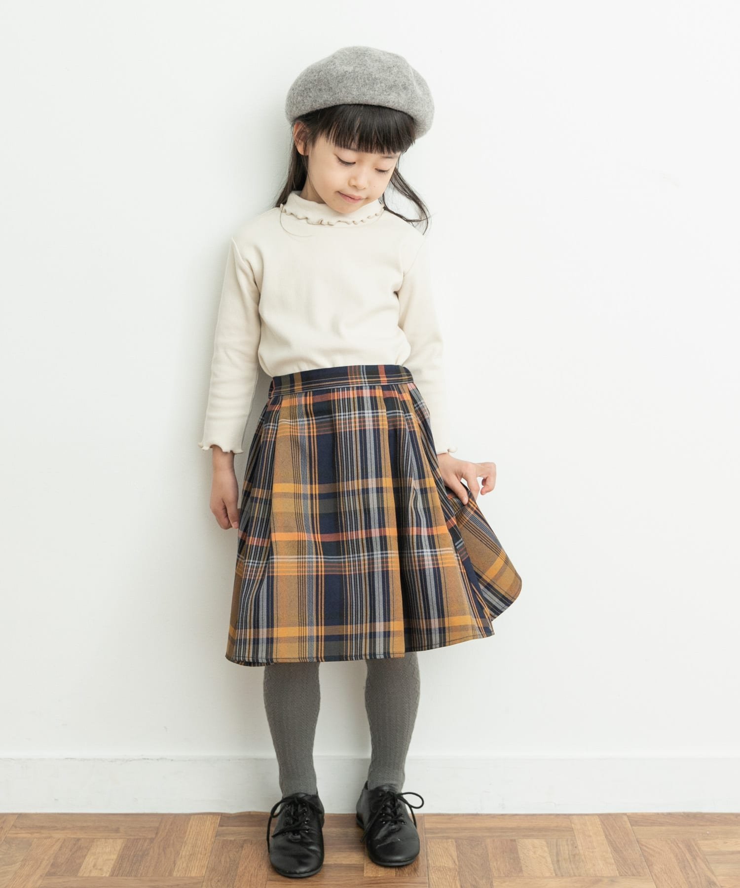 Детская юбка в клетку "Parent-Child Link" URBAN RESEARCH DOORS, NVY×ORG — фото 4