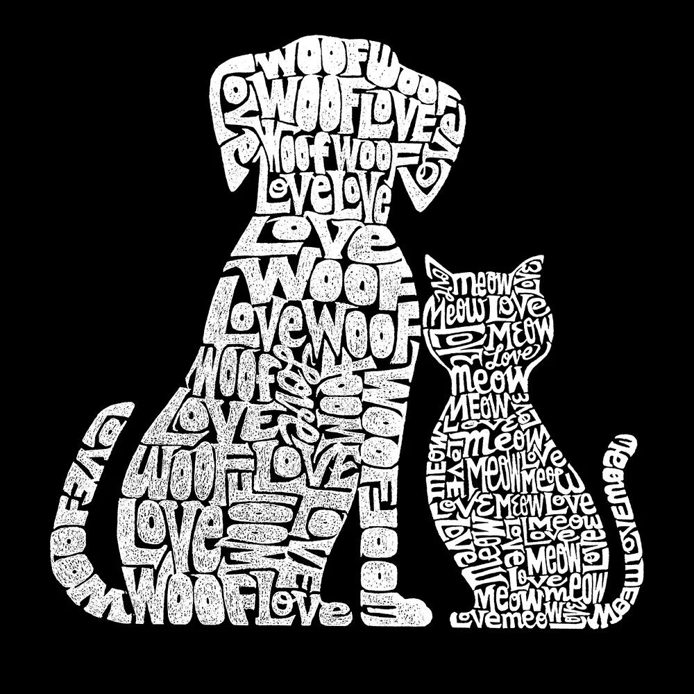 

Собаки и кошки — мужская толстовка с круглым вырезом Word Art LA Pop Art
