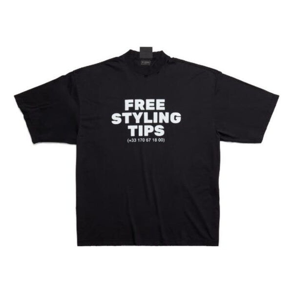 

Футболка free styling tips t-shirt 'black white' Balenciaga, черный