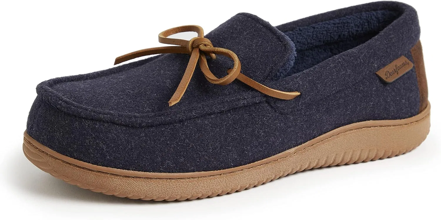 Мокасины с памятью формы Dearfoams, Navy Wool Blend
