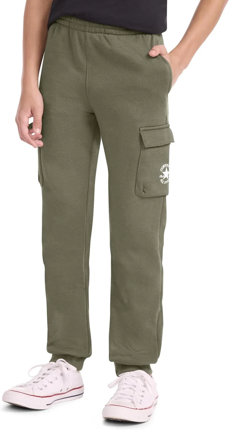 Детские спортивные брюки-карго Converse из мягкого трикотажа, Utility Green