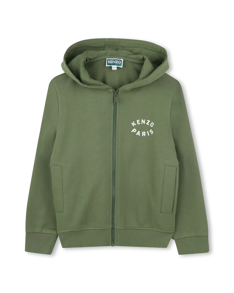 

Толстовка на молнии для мальчика с рисунком сзади Kenzo Kids, зеленый