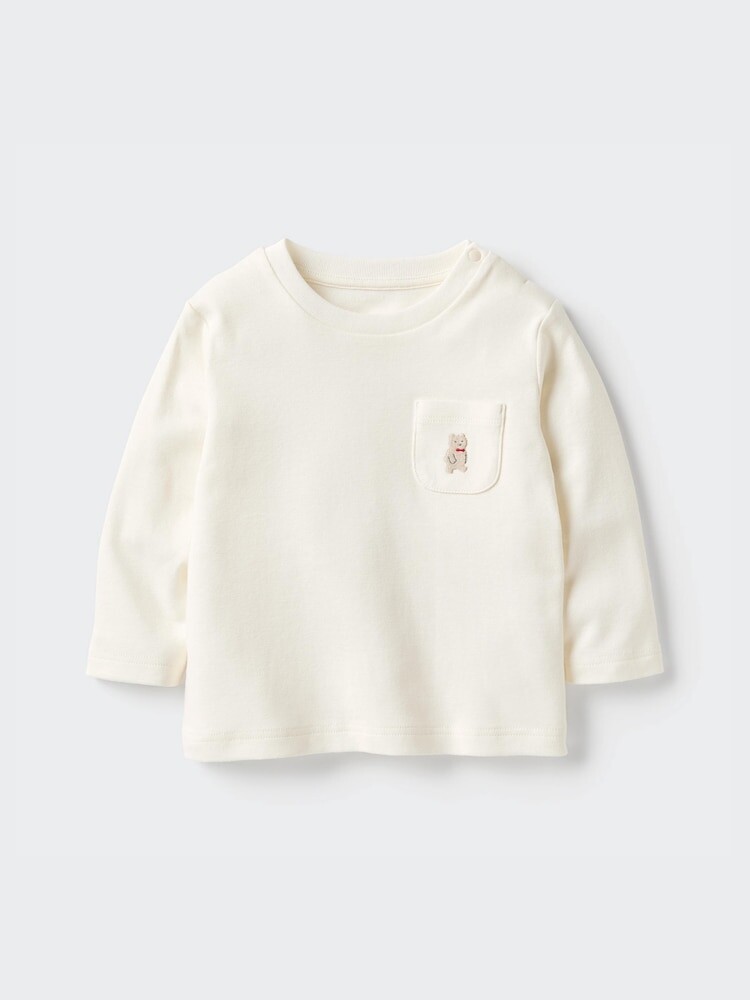 

Кофтас круглым вырезом и длинным рукавом для малышей Uniqlo, цвет 01 белый