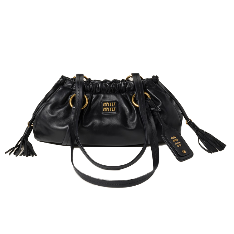 

Кожаная женская сумка через плечо MIU MIU черная