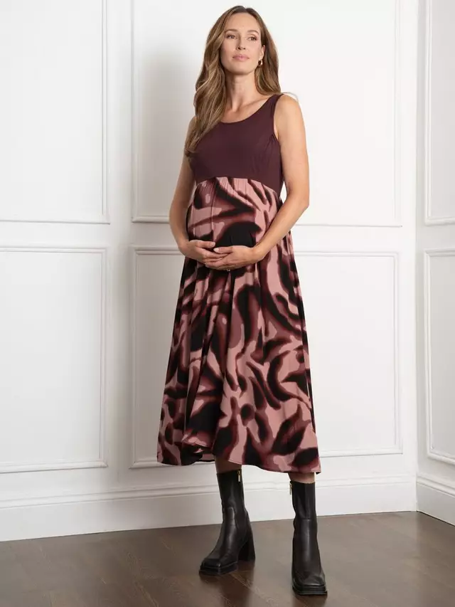 

Платье Seraphine Abstract Knit Maternity & Nursing, цвет burgundy/multi