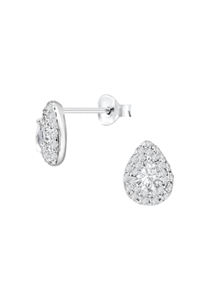 

Alexander York Серьги-гвоздики с подвесками из циркония, покрытые родием, серебро 925 пробы, комплект из 2 штук